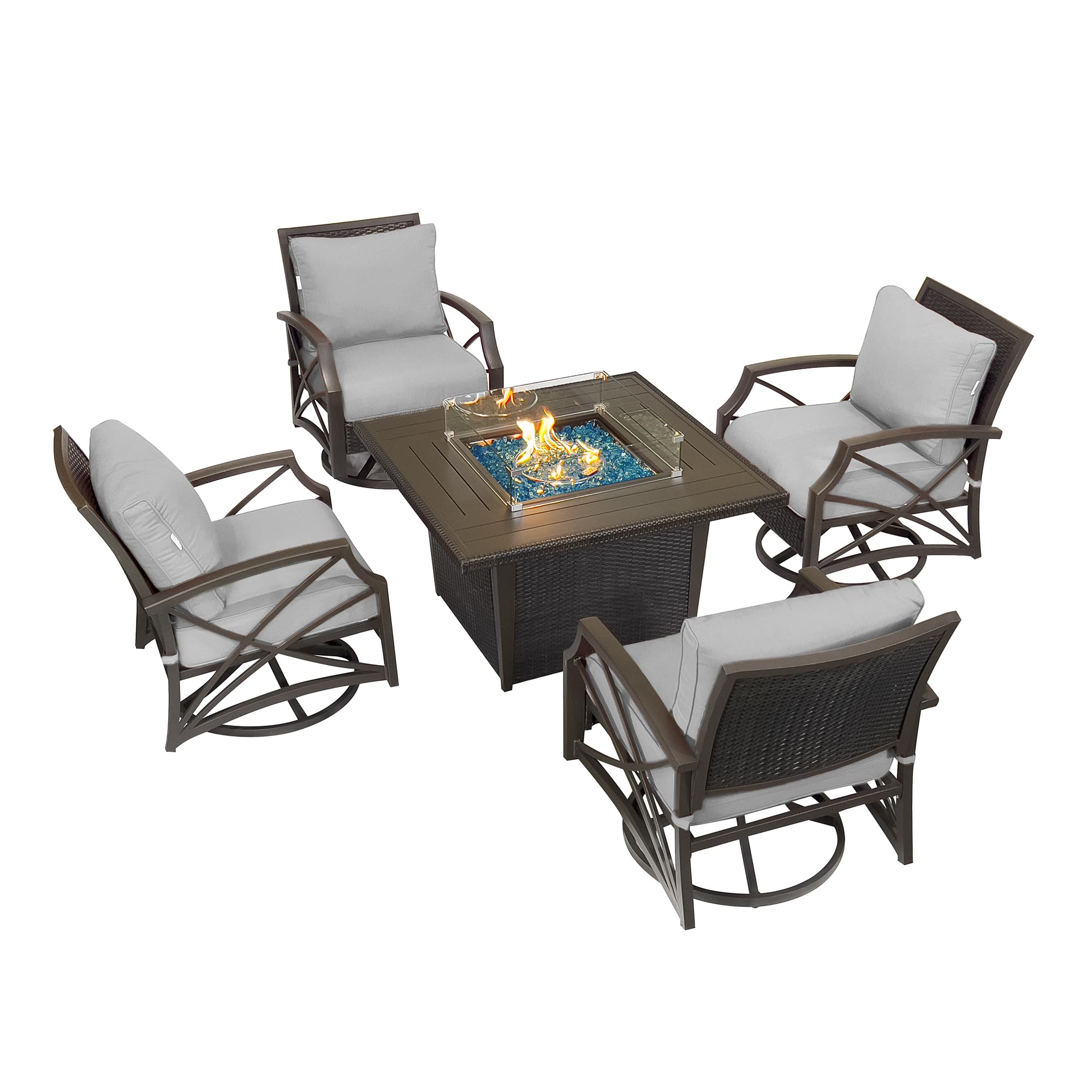Amazon.com: Kinger Home Ethan Rattan 5-Piece Patio Furniture